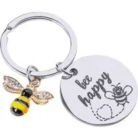 Gadget Master Schlüsselanhänger Bee Happy Schlüsselanhänger Bienen Glücksbringer für den Schlüsselbund