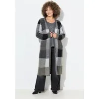 Ulla Popken Strickjacke Long-Strickjacke Karo offenes Modell Taschen