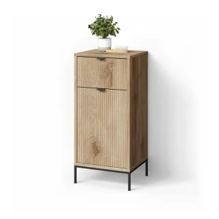 Livinity® Midischrank, Eiche, Holzwerkstoff, 3 Fächer, 1 Schubladen, Rechteckig, 40x87x35 cm, Badezimmer, Badezimmerschränke, Midischränke