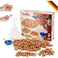 teifoc Großes Kreativset Steinbaukasten, (Bastelset mit echten Miniatur-Ziegelsteinen, 192 St., Montessori Lernspielzeug), Made in Germany