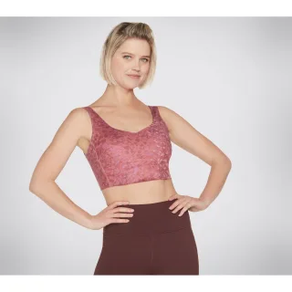 Skechers Performance Gosculpt Leoparden Longline-BH Polyester Damen Pink Sport-BH