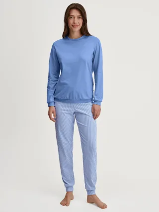 CALIDA - DAMEN Pyjama mit Bündchen hydrangea blue - Gr. - S