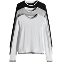 The Set Langarmshirt The Set Doppellagige Langarmshirts, 3er-Pack (3-tlg)