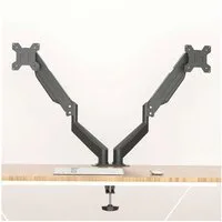 LMG Germany Monitor-Halterung Monitorhalterung für 2 Monitore bis 32 Zoll, je 10 kg, flexibel, (bis 32 Zoll, Gasfeder, VESA 75/100, 360° drehbar, Kabelmanagement, 2 Arme)