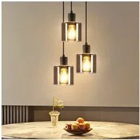Nettlife Pendelleuchte Schwarz Vintage E27 Glas Esstisch 1/3 Flammig Wohnzimmer Hängelampe, Höhenverstellbar, LED wechselbar, Esszimmer Hotel Büro