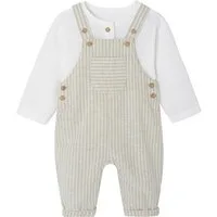 vertbaudet Overall Festliches Baby-Set: Latzhose & Hemd aus Leinenmix Set, Leinenmix