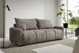Sofa 3-Sitzer mit Schlaffunktion GIANA Stoff Soft Braun