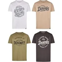 DENIMFY T-Shirt Herren Printshirt DFNuri Regular Fit (Vorteilspack, 4-tlg) Kurzarm Tee Shirt mit Rundhalsausschnitt aus 100% Baumwolle