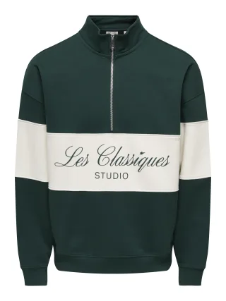 ONLY&SONS - ONSLES CLASSIQUES OVZ HALFZIP SWEAT Pine Grove - Gr. - M