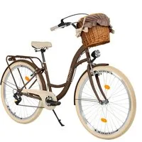 Milord Cityrad Damenfahrrad Citybike Mit Weidenkorb Fahrrad 26/28 Zoll 7-Gang Braun, 7 Gang, (Fahrradständer, Gepäckträger, Klingel, Korb, Kotflügel)