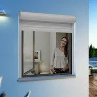 Windhager Insektenschutz-Fensterrahmen Ultra Flat, Fliegengitter mit Rahmen, platzsparend und ohne Bohren, (Packung, 1-St), Insektenschutzgitter 120 x 150 cm, erhältlich in anthrazit oder weiß