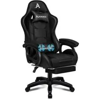 ALFORDSON Gaming-Stuhl mit Massage, verstellbar, PU-Leder, Schwarz