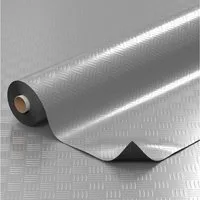ANRO Vinylboden IMOS 1mm 140cm Breit Riffelblech für Privat/Gewerbe PVC-Bodenbelag, Feuchtigkeitsbarriere, feine Optik, langlebig, Einzelstück, eine Rolle Bodenbelag, Isolierend und wasserbeständig Größe: 100x140cm Uni Silber