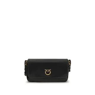 PINKO Schwarze Kalbsleder Bos Taurus Schultertasche