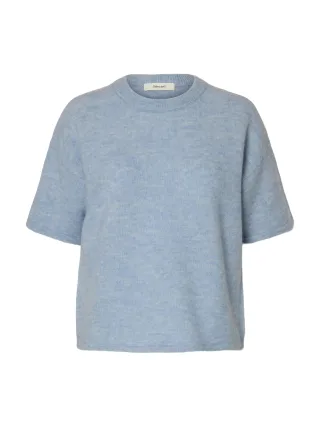 SELECTED WOMEN - SLFLULU 2/4 KNIT O-NECK NOOS cashmere blue - Gr. - S