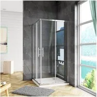 duschspa Eckdusche Schiebetür Eckeinstieg Duschkabine Glastür Dusche 195cm ESG Nano Glas, BxT: 80x80 cm, Einscheinbensicherheitsglas, Sicherheitsglas, Set, ebenerdiger Einbau möglich