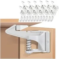 TUWENA Kindersicherung 12 Pack Kindersicherung Schrank, Unsichtbare Schranksicherung, Montage Ohne Bohren Und Schrauben, Schubladen Und Küchen Schranktüren
