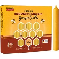 BRUBAKER Bienenwachskerze Honig-gelbe Baumkerzen aus echtem Bienenwachs (rauchfreie Weihnachtskerzen, Pyramidenkerzen mit festlichem Weihnachtsduft, 20-tlg), 10% oder 100% Bienenwachs, Mehrfachpackung Christbaumkerzen