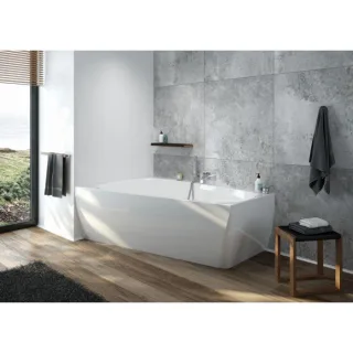 Hoesch iSENSI Badewanne 3879.010 180x140cm, links, weiß, 393 l, Überlaufschlitz
