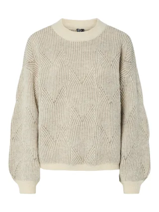 PIECES - PCJENNA LS O-NECK KNIT NOOS BC Whitecap Gray - Gr. - L