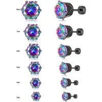 Eyecatcher Paar Ohrstecker Elegante Ohrstecker in Schwarz mit bunt funkelndem Zirkonia (3mm - (Paar, 2 Ohrringe)