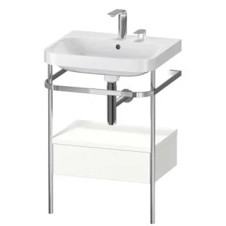 Duravit Happy D.2 Plus c-shaped Set mit Metallkonsole und Schubkasten Weiß Seidenmatt 575x490x850 mm HP4840E3636