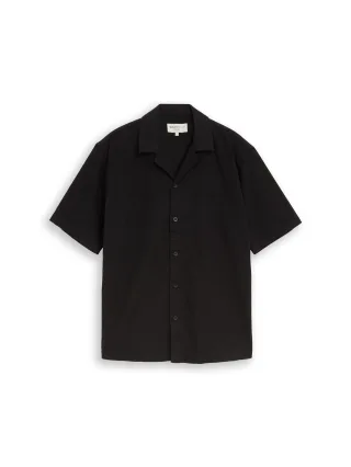 Denim Tom Tailor - Relaxed Fit Resort Kurzarmhemd black - Gr. - L