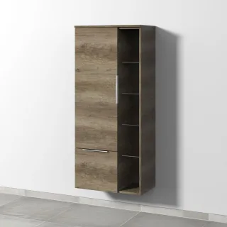 Sanipa 3way Stauraumschrank mit 1 Tür, 1 Auszug und offenen Fächern, Eiche-Nebraska UM18237