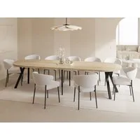 WFL GROUP Esstisch Twixy ausziehbar rund industrial mit schwarzen Holzbeinen (MADE IN EU, erhältlich in 2 Größen – Durchmesser 100 cm, ausziehbar auf 250/300 cm), XXL groß extra lang Ausziehtisch für 5-16 oder 5-14 Personen
