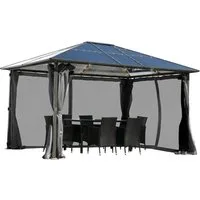 BRAST Pavillon Summerdream Aluminium 3x4m Garten Moskitonetz TÜV geprüft, mit 4 Seitenteilen, wasserdicht, UV-Schutz, festes Dach