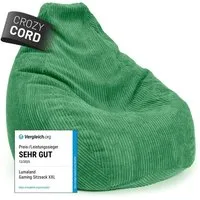 Lumaland Sitzsack Gaming-Sitzsack Cord 350l dunkelgrün, supersofte Füllung EPS-Perlen