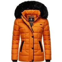 Marikoo Steppjacke Unique modische Winterjacke mit Kunstpelz-Kapuze