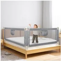 JEOBEST Bettschutzgitter Bettgitter, Kinderbettgitter Babybettgitter (2 St), 200cm Rausfallschutz Bett, Rausfallschutz Bettgitter, Höhenverstellbar