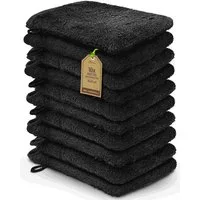 NatureMark Waschhandschuh 10er-Set Frottier Waschhandschuhe, 100% Baumwolle (10-St), Premium Frottier Waschhandschuhe, 15x21cm, Schwarz
