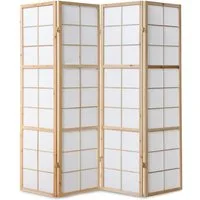 Homestyle4u Paravent Holz Raumteiler Trennwand Shoji in Weiß Sichtschutz Indoor faltbar