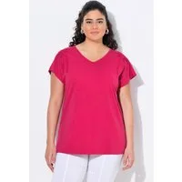 Ulla Popken T-Shirt T-Shirt Palmen Oversized V-Ausschnitt Halbarm