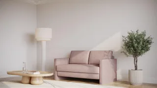 BRUNO Schlafsofa 140cm in Pink Blush Rosa | Schmal | stabiles Massivholz & Boxspringkomfort