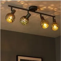 GLOBO LIGHTING Deckenleuchte, Leuchtmittel nicht inklusive, Deckenleuchte grau Spotleiste 4 Strahler Deckenlampe schwenkbar E14