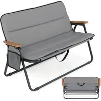 COSTWAY Campingstuhl (1 St), Klappstuhl für 2 Personen, mit Kissen, 111 x 57 x 71 cm