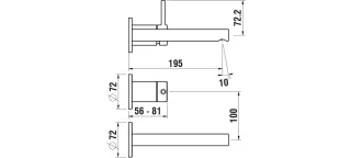 LAUFEN 2-Griff-Wannenthermostat, Unterputz, TWINTHERM, 2 Mischwasserabgänge, 2-Wege-Mengenregulierun HF905475462000