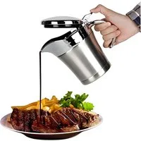 OSTWOLKE Sauciere Edelstahl Thermo-Sauciere 450ML, (1-tlg), Einhand-Bedienung, mit Klappdeckel