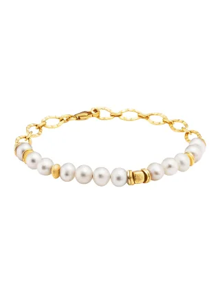 Julie Julsen Armband 925/- Sterling Silber vergoldet 12 Perlen 19cm lang