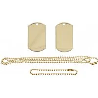 MFH Dog Tag Anhänger US Erkennungsmarke goldfarben mit Ketten für Identifikation
