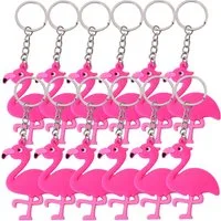 TE-Trend Schlüsselanhänger Set 12 Stück Flamingo Anhänger Pink Deko Kette Mädchen (12-tlg), mit Kette und Schlüsselring