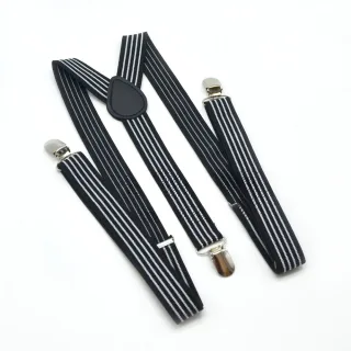 2.5cm Retro Stripes Men's Suspenders with 3 Clips Elastic Adjustable Y-back Trouser Braces for Daily Vacations Work Outf