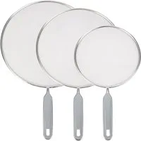 ONVAYA Bratpfanne Pfannenspritzschutz, 3-tlg. Set, ∅ 20 - 29 cm, rostfreier Edelstahl, rostfreiem Edelstahl mit Kunststoffgriff (3-tlg)