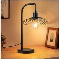 Nettlife Tischleuchte Schwarz Industrial Vintage E27 Sockel für Schlafzimmer Wohnzimmer, ohne Leuchtmittel, Nachttischlampe als Leselampe & Schreibtischleuchte