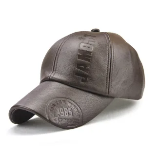 Collrown Fashion Baseball Cap Outdoor Men's Adjustable PU Leather Hat Letters Embossed Casual Hats Women Unisex Sport Su