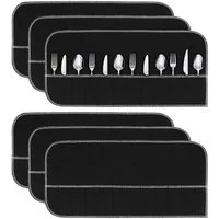 BlingBin Besteckeinsatz 6 Stück Aufbewahrungsbeutel aus Stoff, Besteck-Organizer (6er Set, 6 St., Produktgröße: 24 x 50 cm), Silberschutzbeutel mit Weißem Band für Küchenbesteck, Anlaufschutz