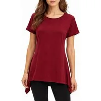 Vishes Zipfelshirt Kurzarm Zipfeltop Damen Asymmetrisch Unifarben Jersey Baumwolle Alternative Mode, Boho, Hippie, Ethno, Festival